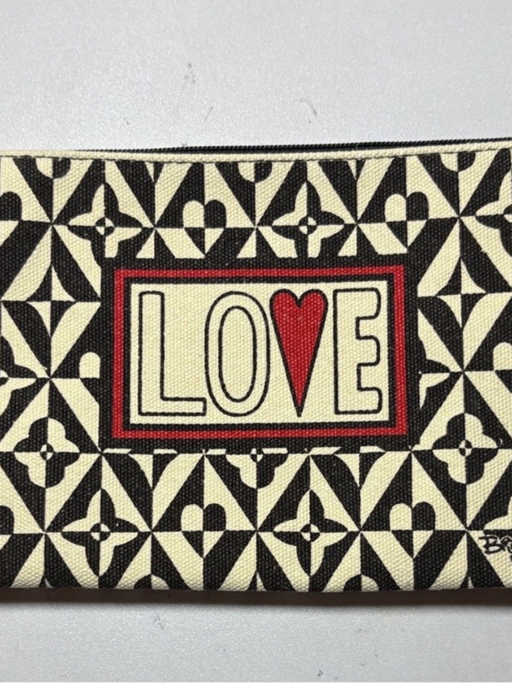 Brighton canvas LOVE Zip Pouch — Black, Cream & Red